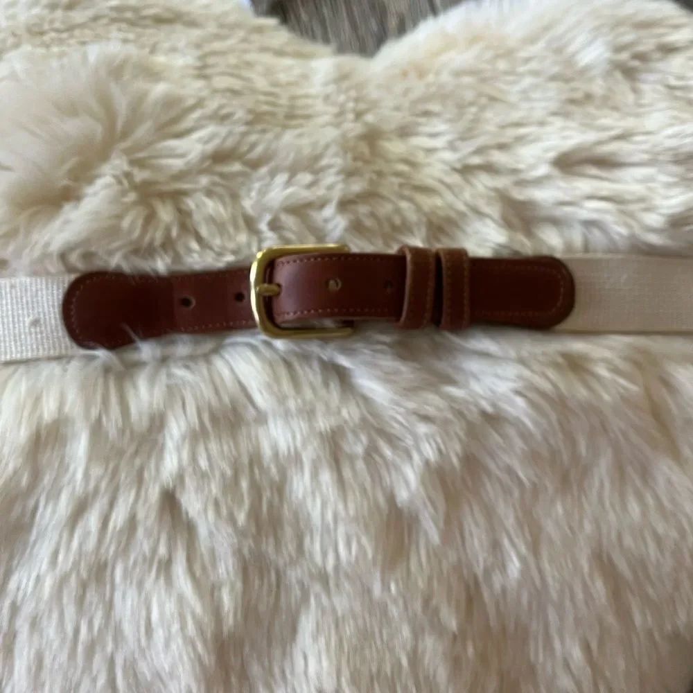 Coach Natural Linen & Leather Cream Belt #3015 Sz 42